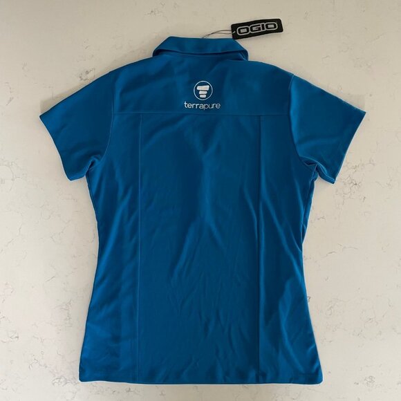 OGIO Activewear Short Sleeve V Neck Polyester Polo Golf Shirt Blue Sz S NWT - Picture 4 of 10